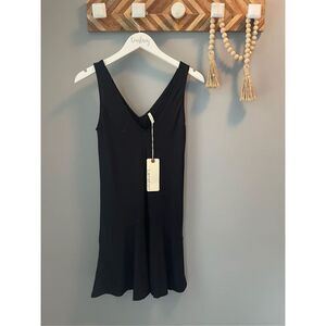 NWT Langston black v neck dress with flared bottom Size XS